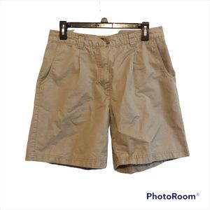 Woolrich Womens Khaki Pleated Shorts Vintage 100% Cotton Size 10